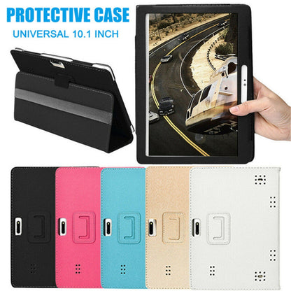 Universal Leather Tablet Case for 10-Inch & 10.1-Inch Android Tablets – Stylish Flip Cover Stand, Shockproof, Anti-Dirt & Anti-Fingerprint Protection, Fit for Most 10” Tablets gold