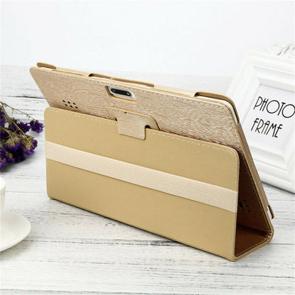Universal Leather Tablet Case for 10-Inch & 10.1-Inch Android Tablets – Stylish Flip Cover Stand, Shockproof, Anti-Dirt & Anti-Fingerprint Protection, Fit for Most 10” Tablets gold