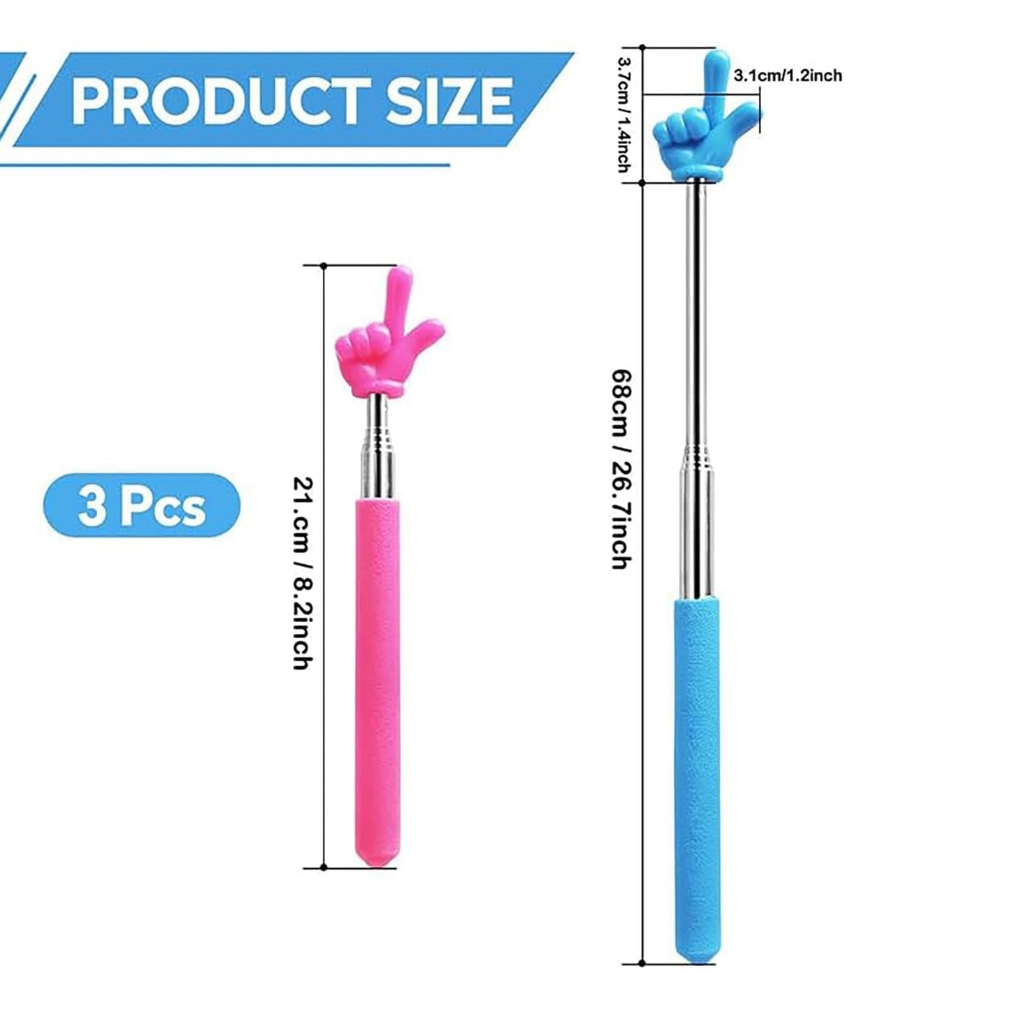 Retractable Teacher Pointer Sticks, 5 Colors Hand Pointer Stick, Student Finger Pointing Sticks, Extendable School Supplies for Reading, Classroom One Size Yellow