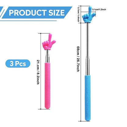 Retractable Teacher Pointer Sticks, 5 Colors Hand Pointer Stick, Student Finger Pointing Sticks, Extendable School Supplies for Reading, Classroom One Size Yellow