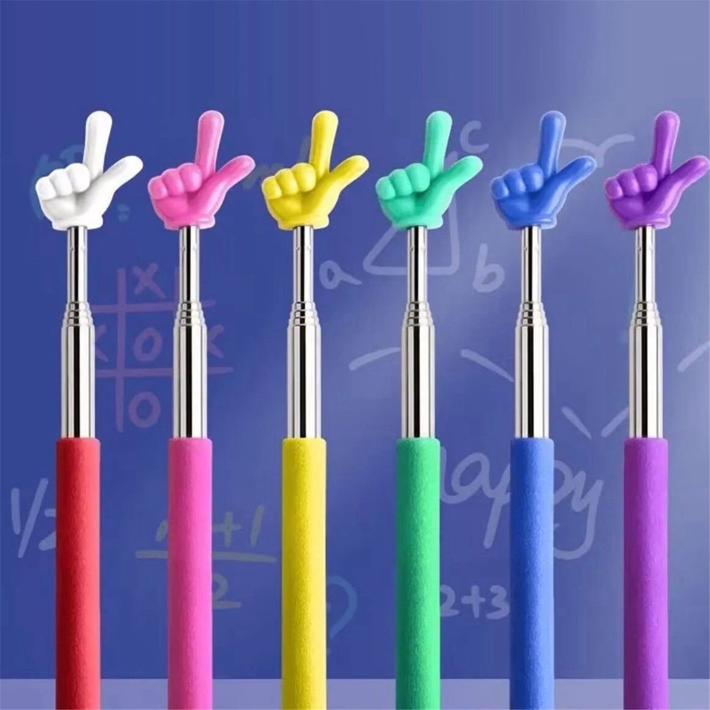 Retractable Teacher Pointer Sticks, 5 Colors Hand Pointer Stick, Student Finger Pointing Sticks, Extendable School Supplies for Reading, Classroom One Size Yellow