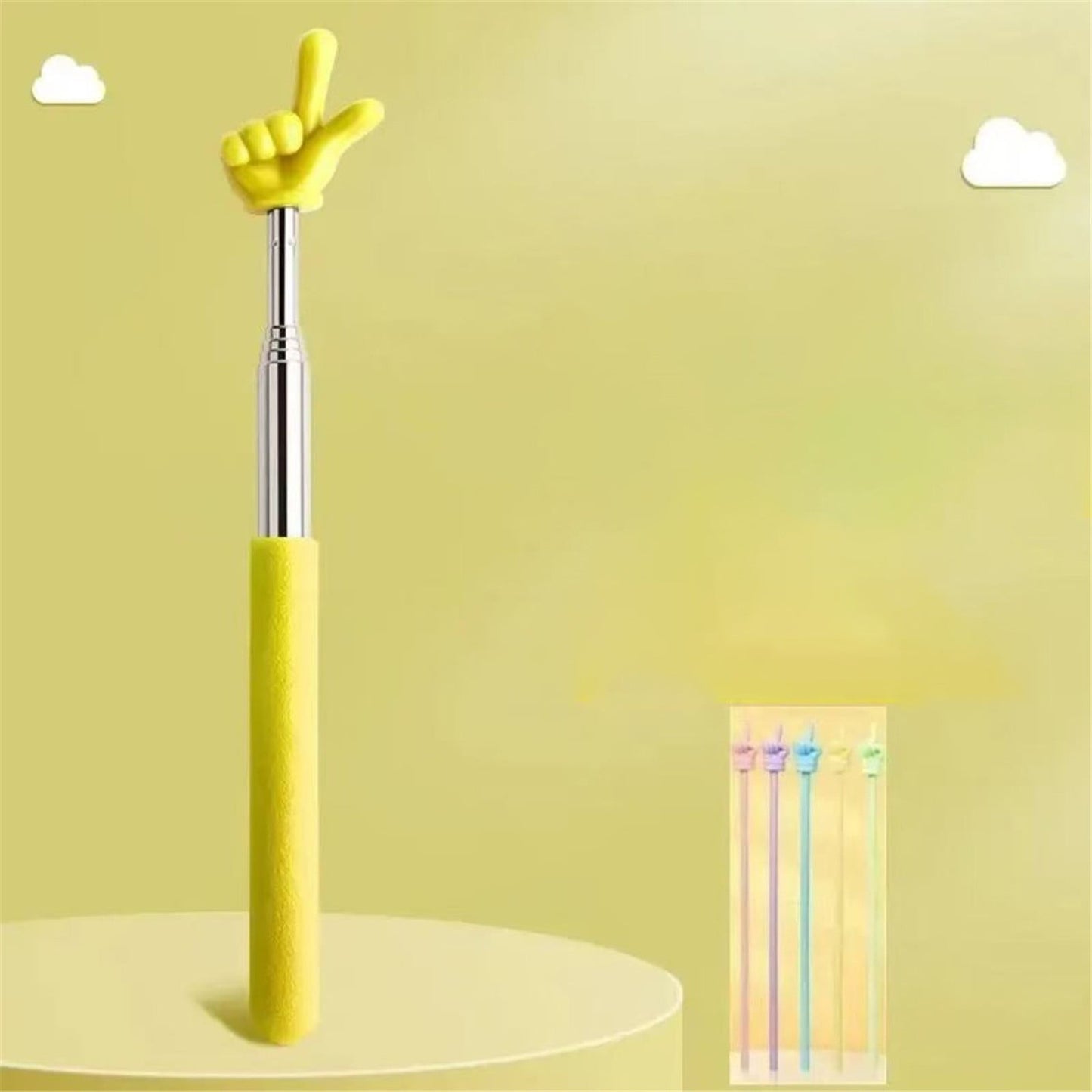 Retractable Teacher Pointer Sticks, 5 Colors Hand Pointer Stick, Student Finger Pointing Sticks, Extendable School Supplies for Reading, Classroom One Size Yellow