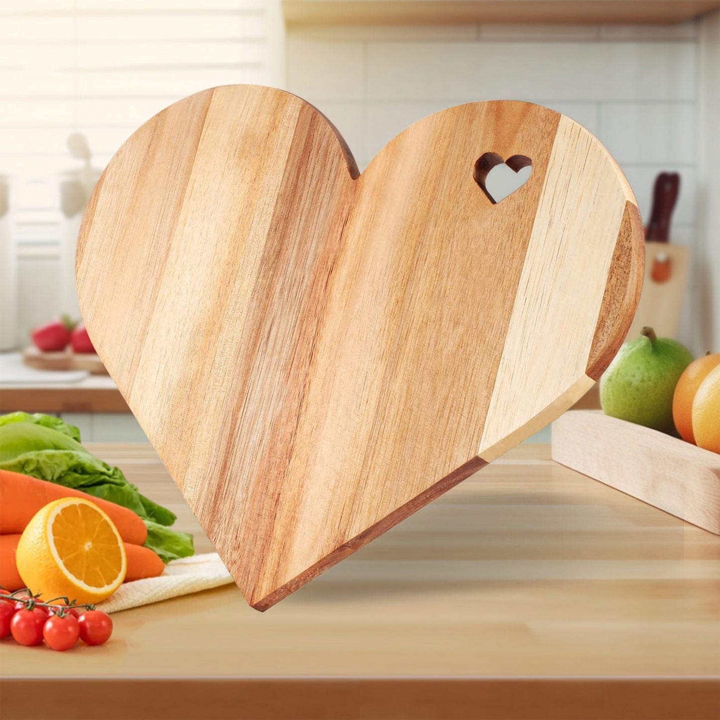 Heart Shaped Cutting Board Gifts for Wife Women Friend for Birthday,Acacia Wood Bread Board Cheese Serving Platter Serving Charcuterie for Meat Cheese and Vegetables for Women Lover