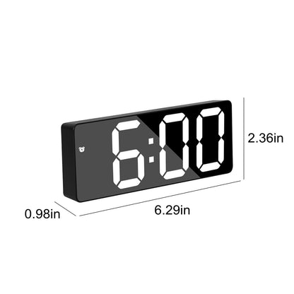 LED Digital Alarm Clock,12/24H Desk Alarm for Bedrooms, Table Clock Display with White Digits, Adjustable Levels Brightness,Temperature, Corded Powered