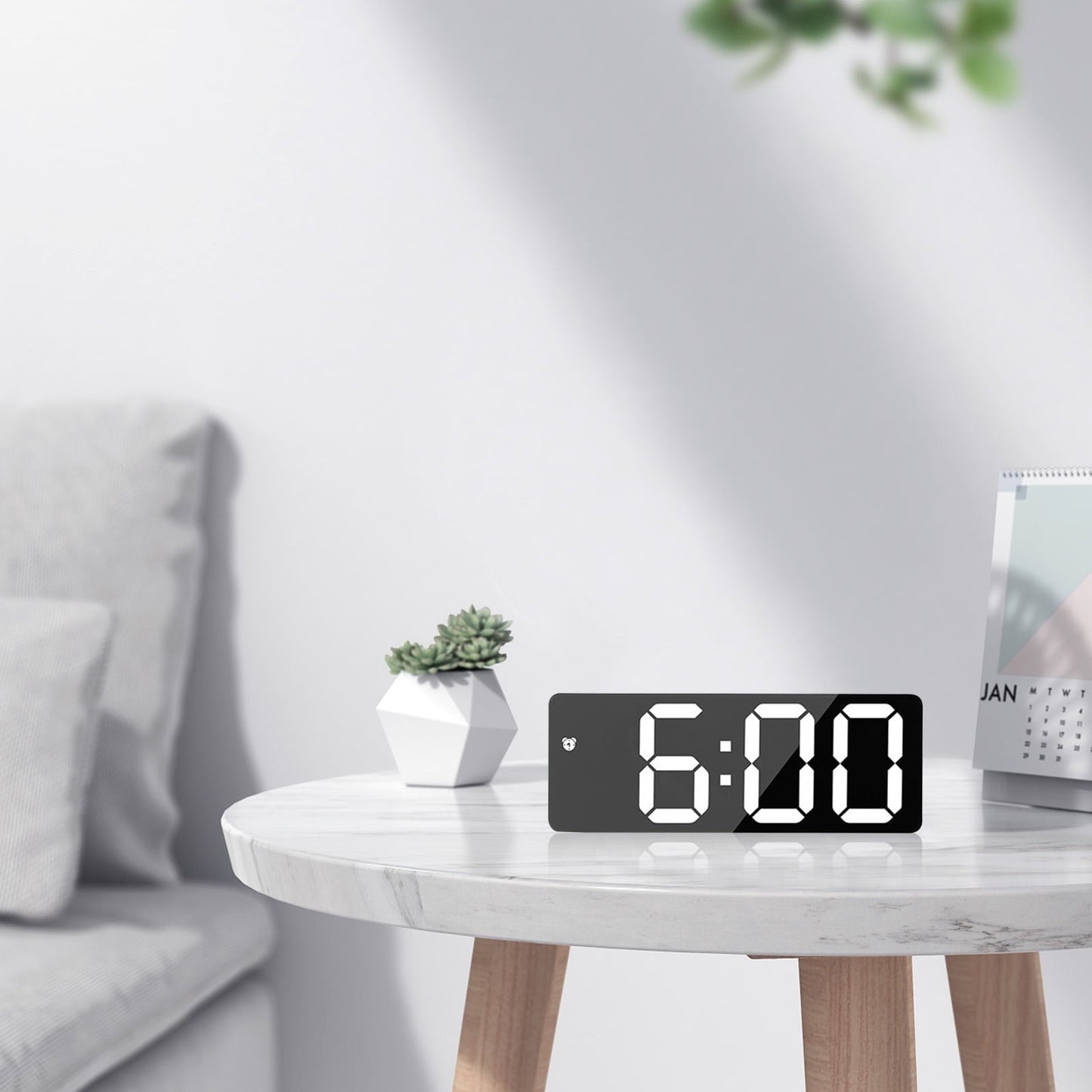LED Digital Alarm Clock,12/24H Desk Alarm for Bedrooms, Table Clock Display with White Digits, Adjustable Levels Brightness,Temperature, Corded Powered