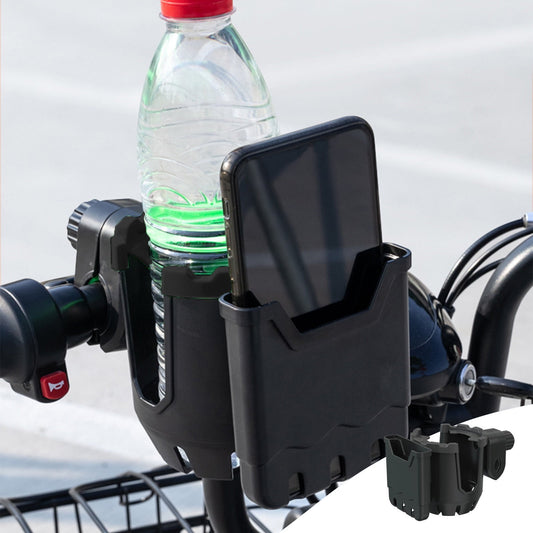 2-in-1 Adjustable Drink Holder,Universal Cup Holder with Cell Phone Holder,Large Diameter Design Bike Cup Holder for Wheelchair Walker Bike Free Size Green, Black, Orange
