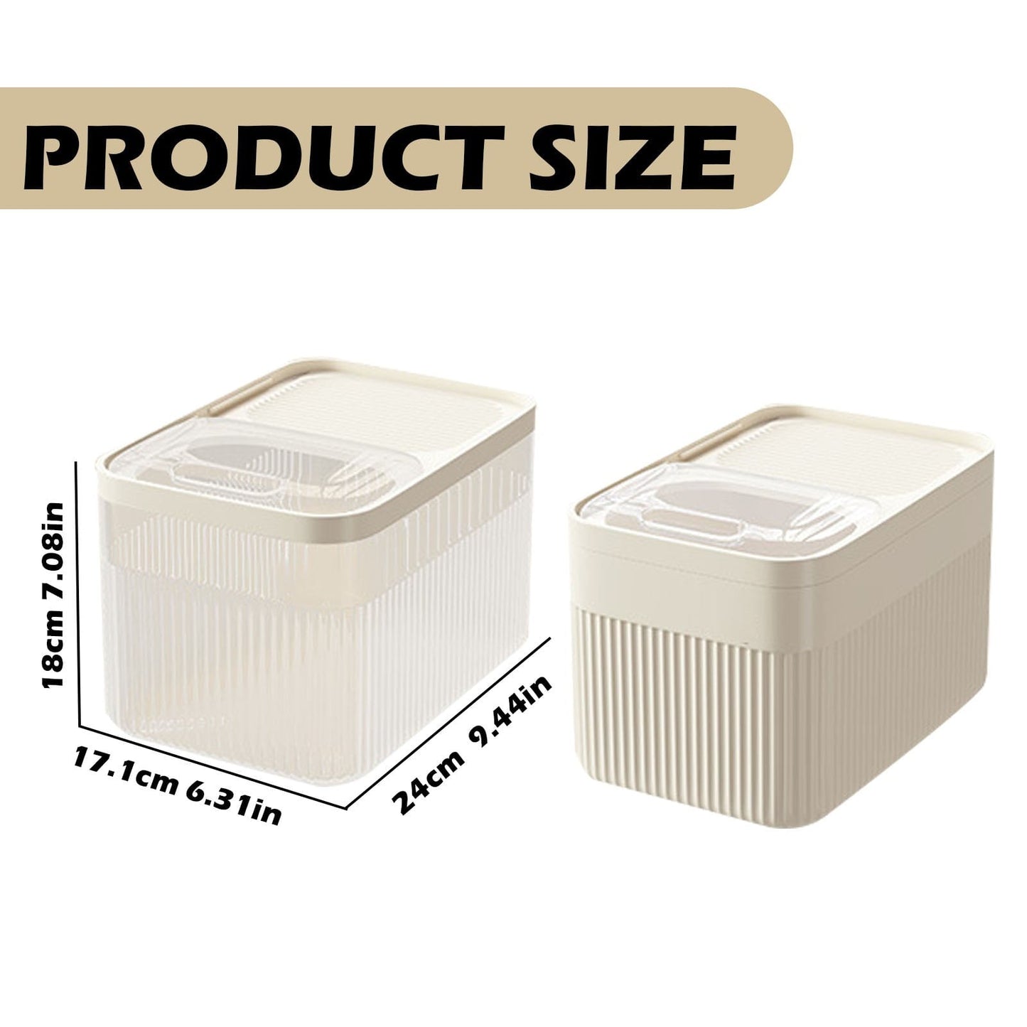 Airtight Pet Food Storage Container for Dog Cat Food Up to 10lbs Large Dry Food Bin with Measuring Cup Lids for Treats and Other Pets (10 LB), 6.31x9.44x7.08 15.16" x 8.27" x 6.77" White