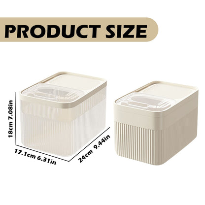 Airtight Pet Food Storage Container for Dog Cat Food Up to 10lbs Large Dry Food Bin with Measuring Cup Lids for Treats and Other Pets (10 LB), 6.31x9.44x7.08 15.16" x 8.27" x 6.77" White