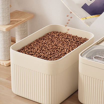 Airtight Pet Food Storage Container for Dog Cat Food Up to 10lbs Large Dry Food Bin with Measuring Cup Lids for Treats and Other Pets (10 LB), 6.31x9.44x7.08 15.16" x 8.27" x 6.77" White
