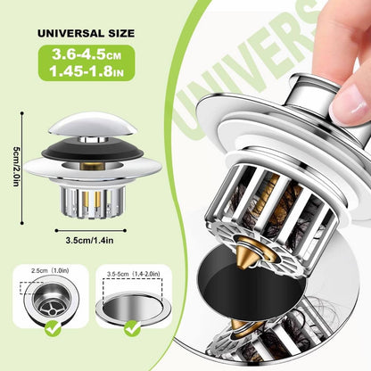 Universal Bath Drain Stopper and Cover, Bathtub Drain Stopper, Replaces Lift and Turn, Tip-Toe and Trip Lever drains for Tub, EZ Installation and Clearing, 1.4x2.0 1.4" x 2.0" Silver