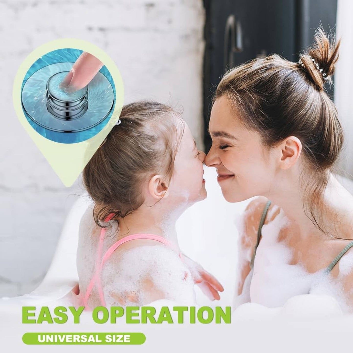Universal Bath Drain Stopper and Cover, Bathtub Drain Stopper, Replaces Lift and Turn, Tip-Toe and Trip Lever drains for Tub, EZ Installation and Clearing, 1.4x2.0 1.4" x 2.0" Silver