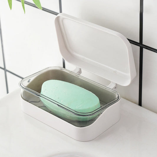 Bar Soap Holder Dish 1 Pack for Shower, Travel Soap Case with Lid for Gym, Camping Essentials, Travel Size Toiletries, Portable, Leakproof 4.72" x 3.14" x 1.77" Blue/1 Pcs