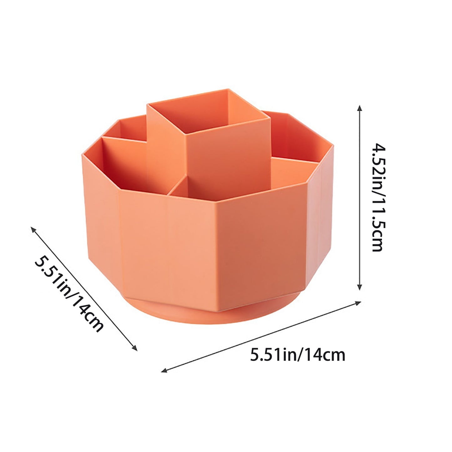 Large Capacity Rotating Pen Holder, Desktop Organizer for Office Supplies, Cosmetics Brushes, 5-Slot Plastic Storage Basket for Desk, Dorm, Kitchen Counter White 5.51x5.51x4.52' 5.51" x 5.51" x 4.52" White