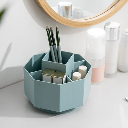 Large Capacity Rotating Pen Holder, Desktop Organizer for Office Supplies, Cosmetics Brushes, 5-Slot Plastic Storage Basket for Desk, Dorm, Kitchen Counter White 5.51x5.51x4.52' 5.51" x 5.51" x 4.52" White