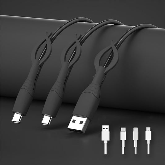 Cute Cable Protector Cover Compatible for iPhone Android USB Type-C Cable,3 PCS Colorful Soft Silicone Charging Cable Protector Cord Saver Data Cable Organizer Cable Strap Black