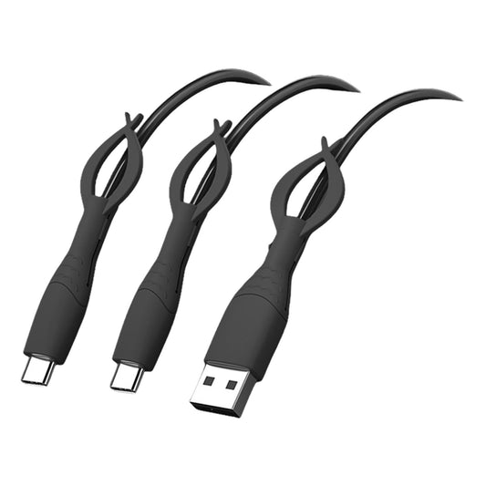 Cute Cable Protector Cover Compatible for iPhone Android USB Type-C Cable,3 PCS Colorful Soft Silicone Charging Cable Protector Cord Saver Data Cable Organizer Cable Strap Black
