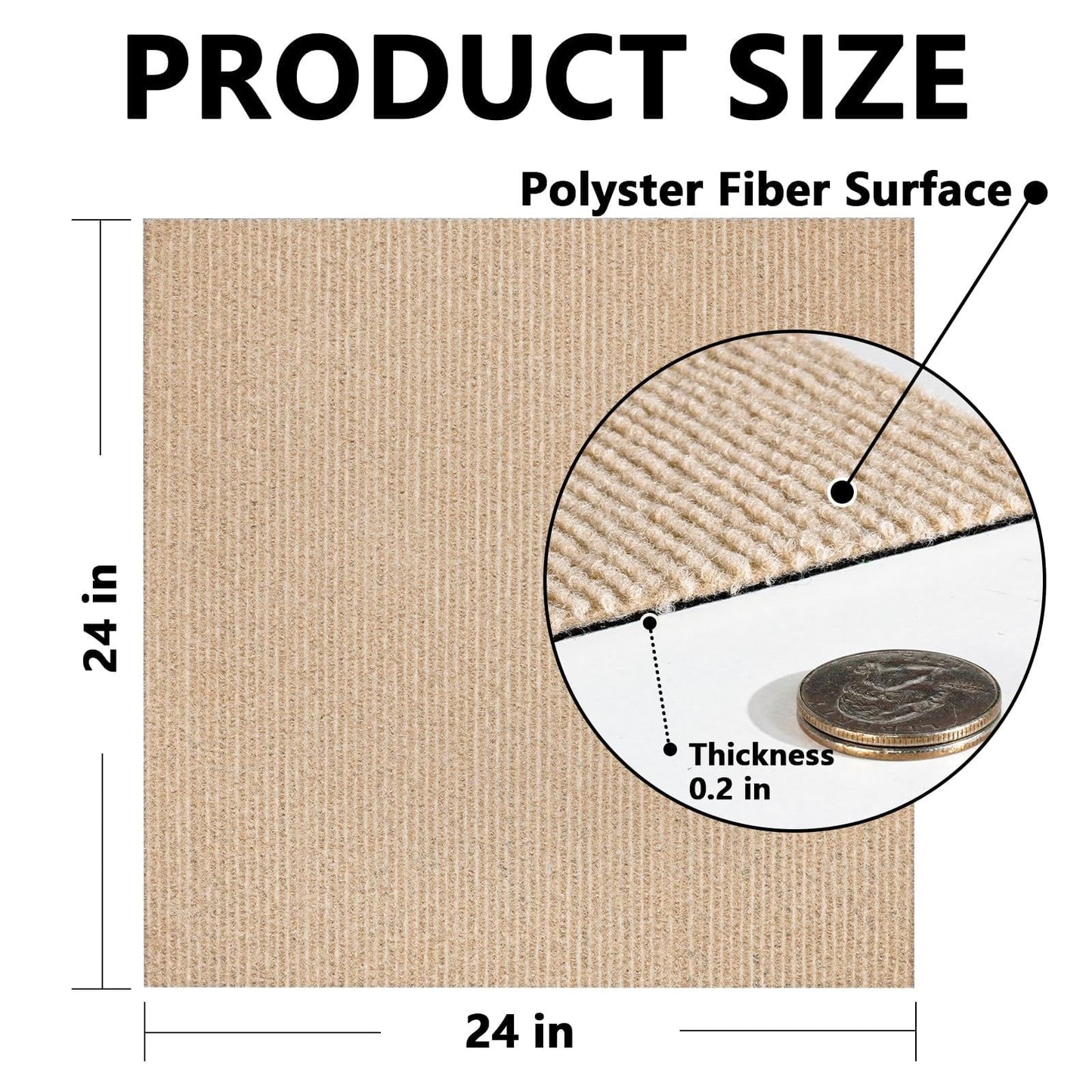 Carpet Tiles Peel and Stick, Self Adhesive Carpet Floor Tile, Anti-Slip Squares Soft Padded Carpet Tiles for Kitchen Bedrooms Indoor Outdoor（24" x 24"） 24" x 24" Black