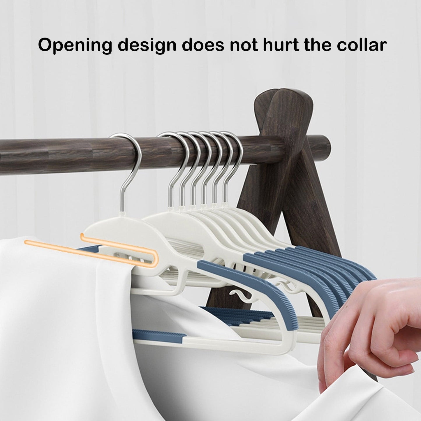 Clothes Hangers Plastic, Sweater Hanger with 360° Swivel Hook, No Slip Hangers Wind Proof, Hanger Space-Saving, No Shoulder Bump Hangers Blue