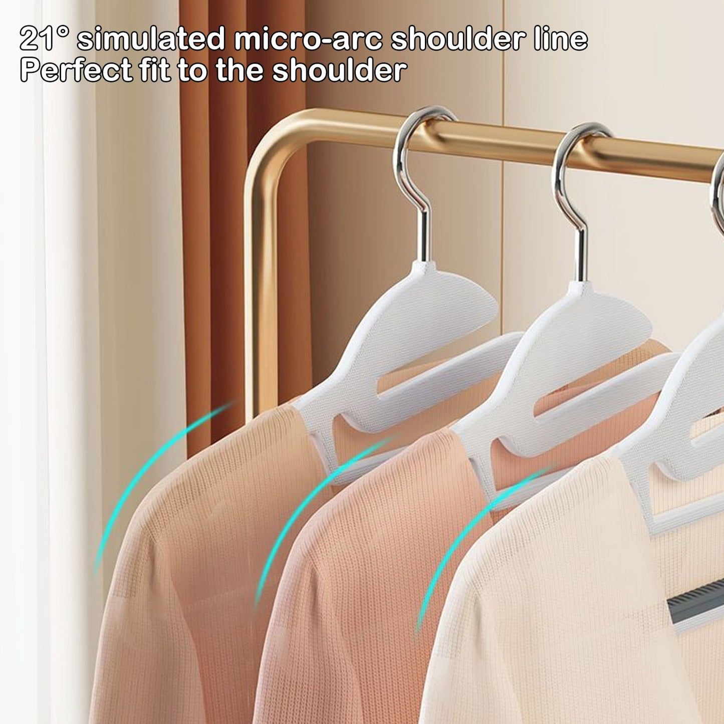 Clothes Hangers Plastic, Sweater Hanger with 360° Swivel Hook, No Slip Hangers Wind Proof, Hanger Space-Saving, No Shoulder Bump Hangers Gray