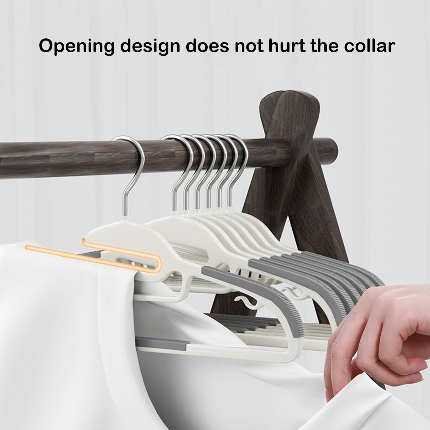 Clothes Hangers Plastic, Sweater Hanger with 360° Swivel Hook, No Slip Hangers Wind Proof, Hanger Space-Saving, No Shoulder Bump Hangers Gray