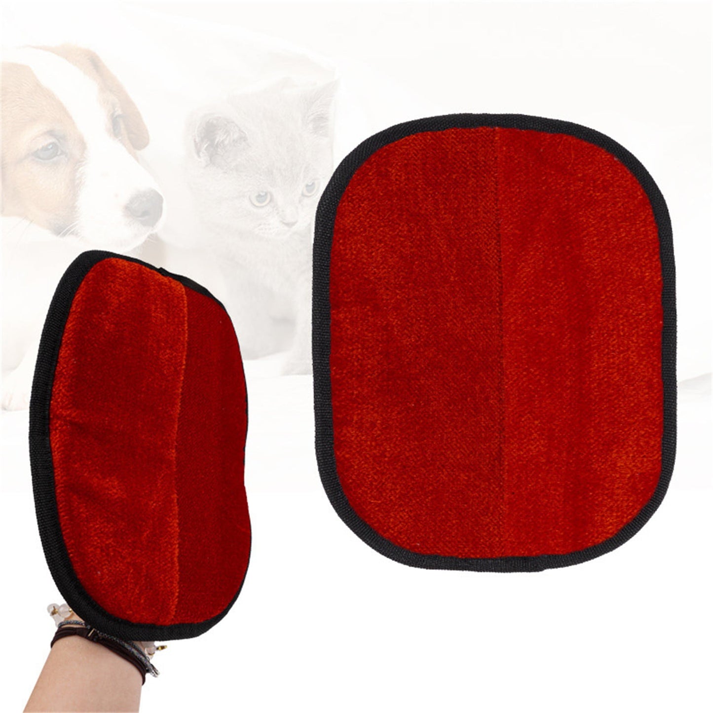 Pet Grooming Gloves,Cat Grooming Gloves for Dog & Cat,Cat Brush Glove for Carpet, Couch, Clothing, Furniture, (Green) 7.28x9.45 7.28" x 9.45" Red1