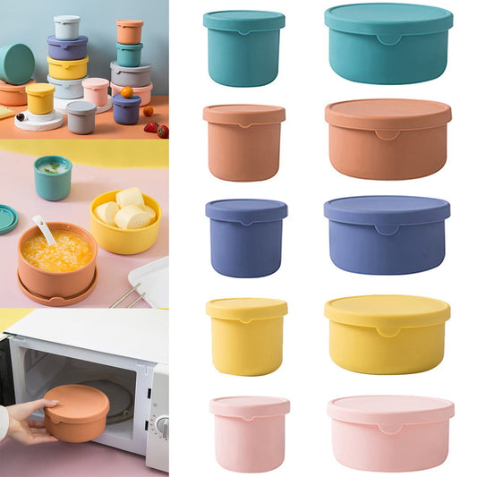 CGZQFEI Silicone Food Containers for Kids, Reusable Baby Snack Fruits Container with Lids, Leak Proof Silicone Food Storage Containers Kids Small Lunch Box BPA Free for Daycare School Travel Pink2
