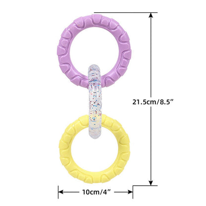 3-Ring Tug Dog Toy, Interactive Tug Pull Toy for Training and Teeth Cleaning, Indestructible Rubber of War Dog Chew Toy for Aggressive Chewers, Outdoor Puppy Ring Toy for Small Medium Large Dogs Orange