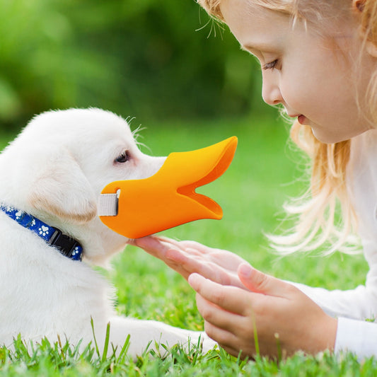 Dog Muzzle Duck Bill, Dog Mouth Mask to Prevent Eating Things for Dogs, Face Muzzle for Dogs to Accidental Eating Dog Walking Mask, Muzzle for Small 5-15lbs Soft S Yellow