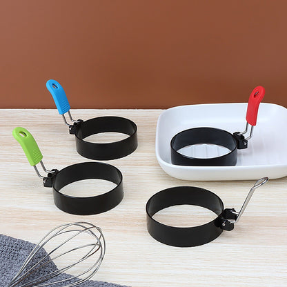 CCMAOLU Egg Rings with Silicone Handle, Pancake Mold for English Muffins & Breakfast Sandwiches, Non-Stick Cooking Rings for Eggs, Mini Omelets, Safe for Dishwasher & Camping, Oil Resistant Green
