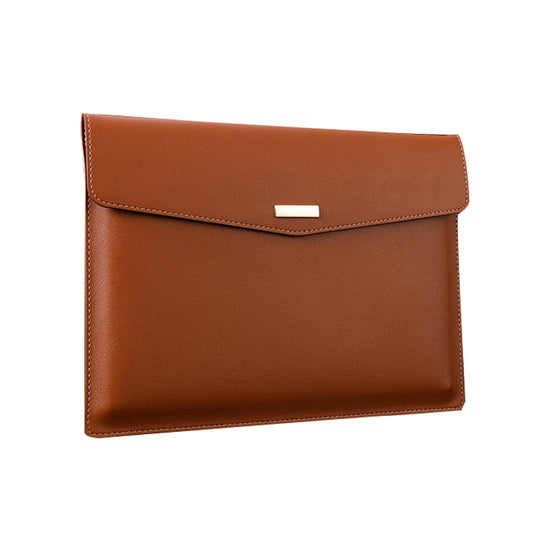 PU Leather A4 File Folder, Heavy Duty Document Holder, Waterproof Portfolio Envelope Folder Case with Snap Closure (Brown) 13x9.6 13" x 9.6" Grey
