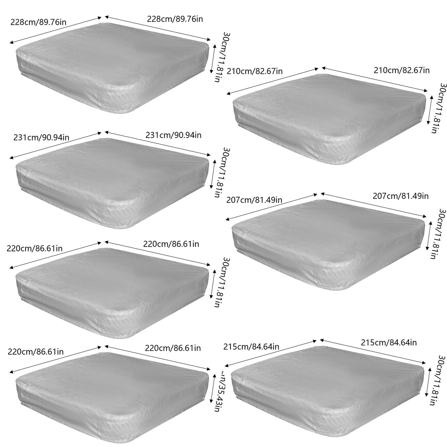 Square Hot Tub Cover - Outdoor Heavy Duty Protector for Patio Spas and Swimming Pools | Hard Covers For Hot Tub Waterproof Dust Cover for Hot Tubs, Jacuzzis, and Outdoor(Black -89.76x11.81") Beige-90.94x11.81"