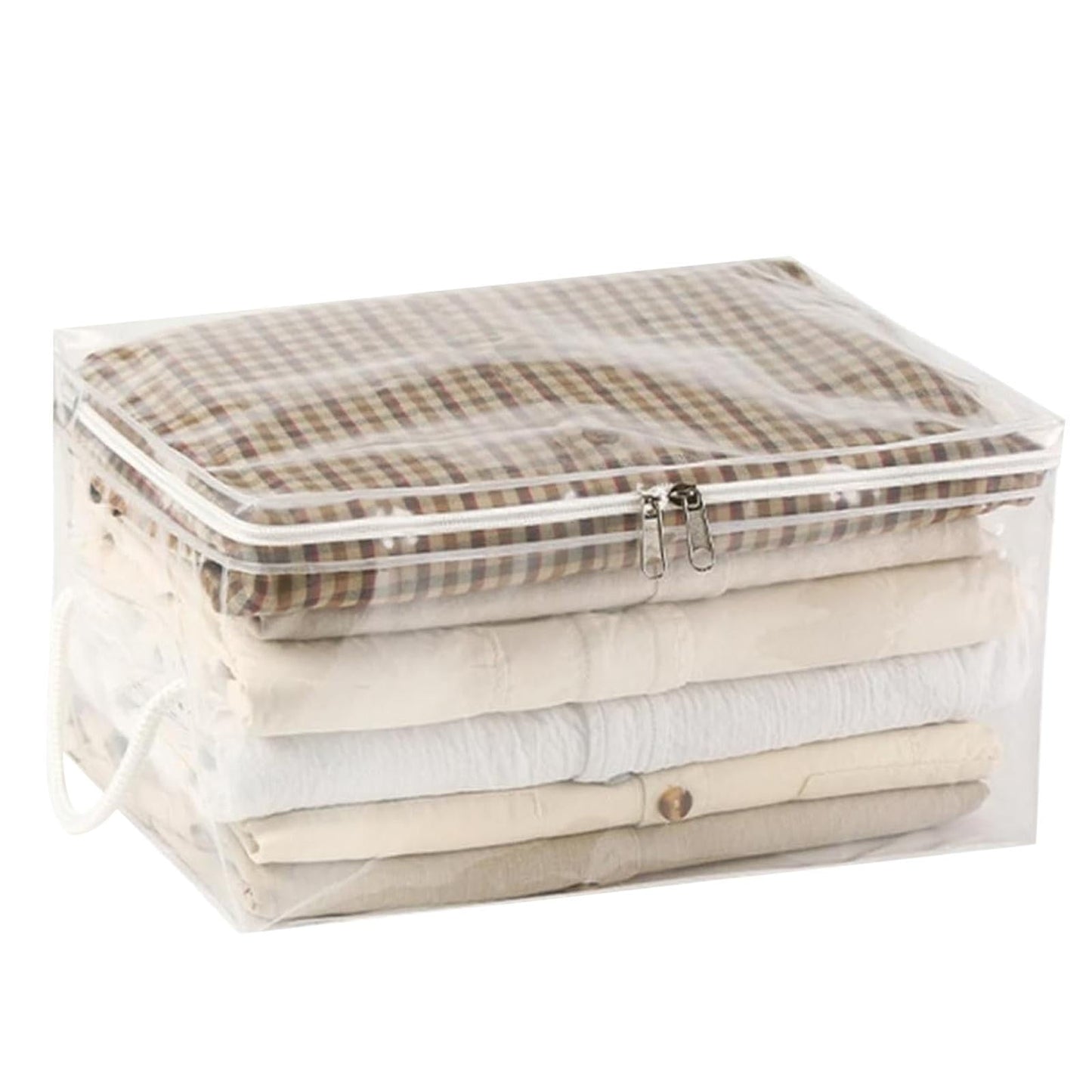 Transparent Zipper Clothing Storage Bag - Heavy-Duty Organizer for Blankets, Linen, Bed Sheets, Clothes & Pillows | Space-Saving Compression Bag Storage for Closet(11.81"DX9.05"WX5.9"H) 11.81"DX9.05"WX5.9"H