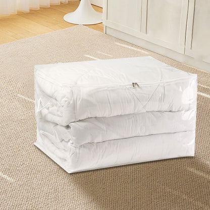Transparent Zipper Clothing Storage Bag - Heavy-Duty Organizer for Blankets, Linen, Bed Sheets, Clothes & Pillows | Space-Saving Compression Bag Storage for Closet(11.81"DX9.05"WX5.9"H) 11.81"DX9.05"WX5.9"H