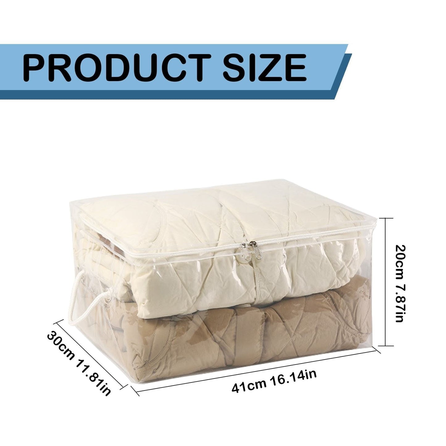 Transparent Zipper Clothing Storage Bag - Heavy-Duty Organizer for Blankets, Linen, Bed Sheets, Clothes & Pillows | Space-Saving Compression Bag Storage for Closet(11.81"DX9.05"WX5.9"H) 11.81"DX9.05"WX5.9"H