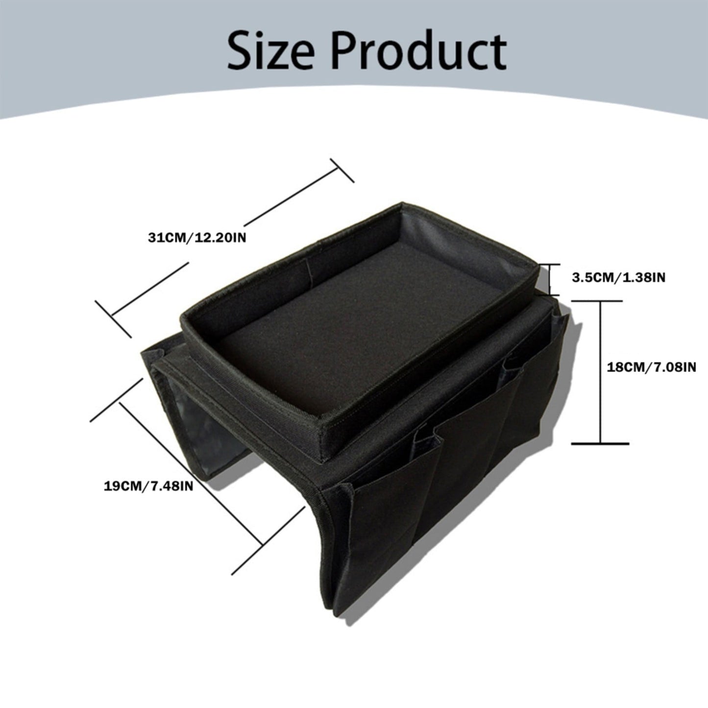 Sofa Armrest Organizer with Cup Holder - TV Remote Holder for Recliner & Couch | Armchair Caddy with Storage Pockets | Holds Cellphone, Tablet, Books, Magazines & Drinks Side Storage Bag(Black) Beige