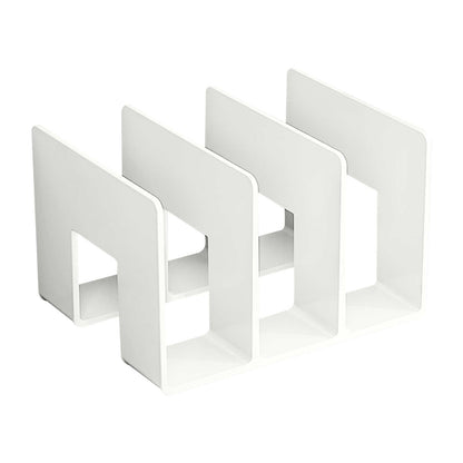 Desk File Sorter, Vertical Desktop File Folder Organizer, 3 Section Plastic Book Holder, Adjustable Shelf Dividers Closet Purse Handbag Mail Binder Organizer Magazine Rack Stand Bookshelf (White) 9.61" x 5.28" x 5.12" Purple