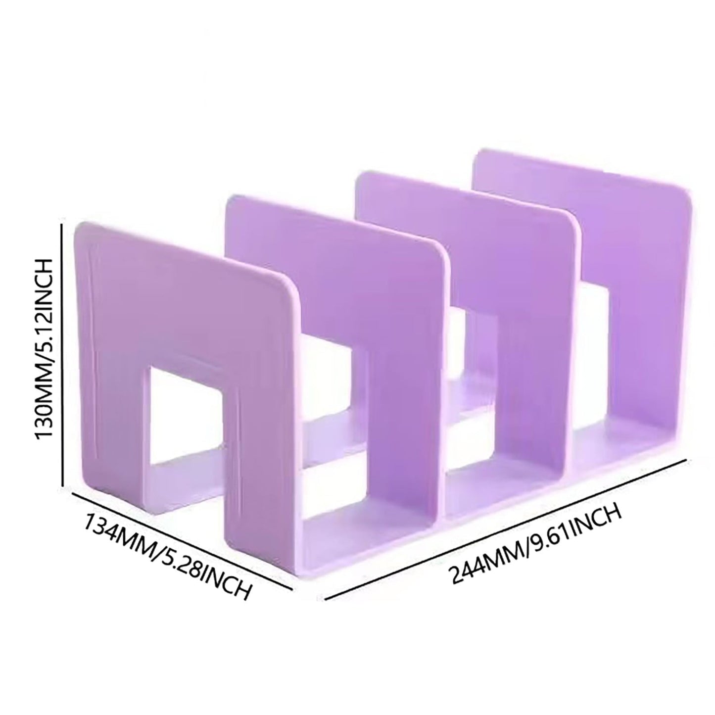 Desk File Sorter, Vertical Desktop File Folder Organizer, 3 Section Plastic Book Holder, Adjustable Shelf Dividers Closet Purse Handbag Mail Binder Organizer Magazine Rack Stand Bookshelf (White) 9.61" x 5.28" x 5.12" Purple