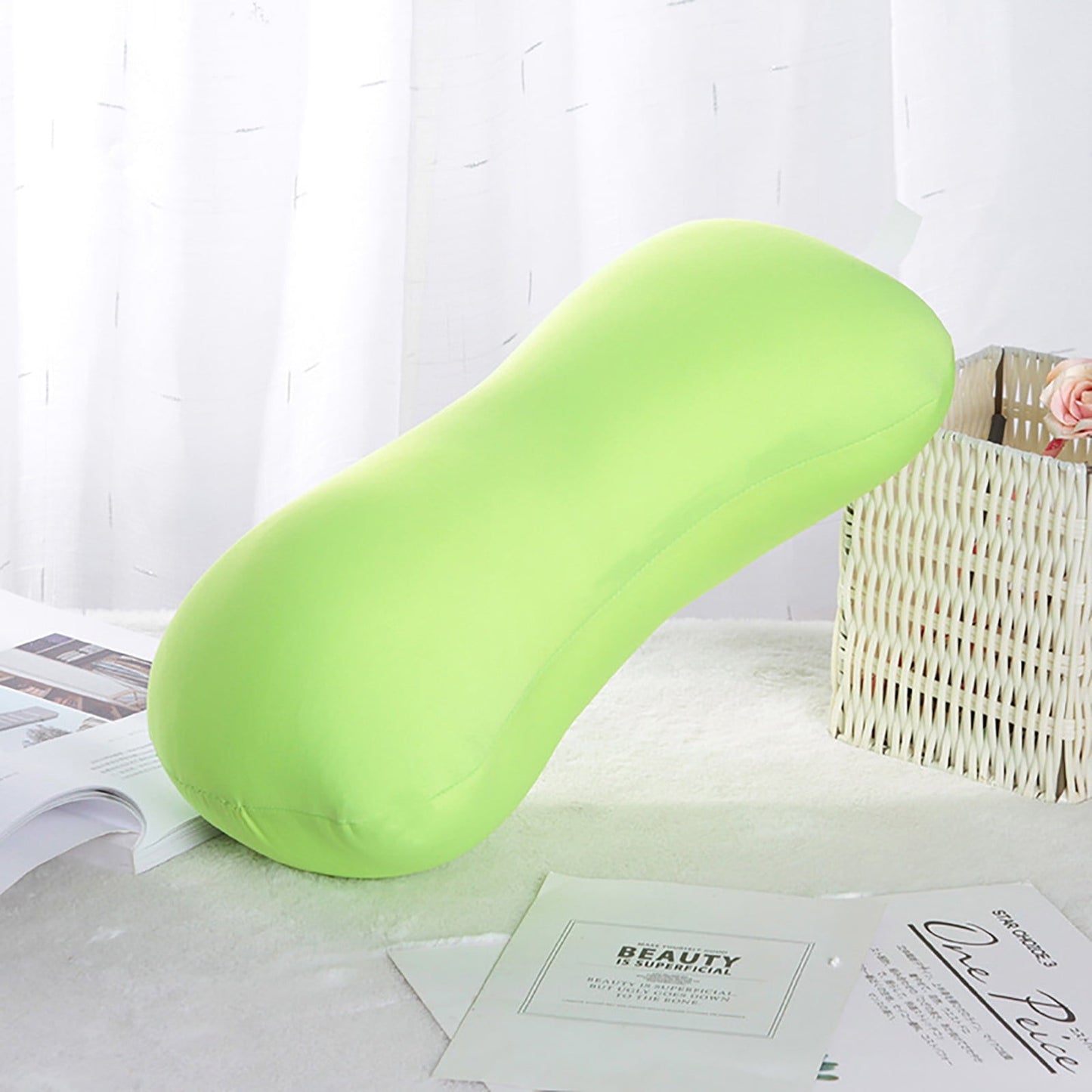 38cm×20cm Bone-Shaped Office Nap Pillow - Soft Foam Headrest for Travel, Plane, Car, Sofa & Bed | Portable Backrest Pillow with Soft Fabric for Comfortable Lunch Break Naps Office & Home(red) green