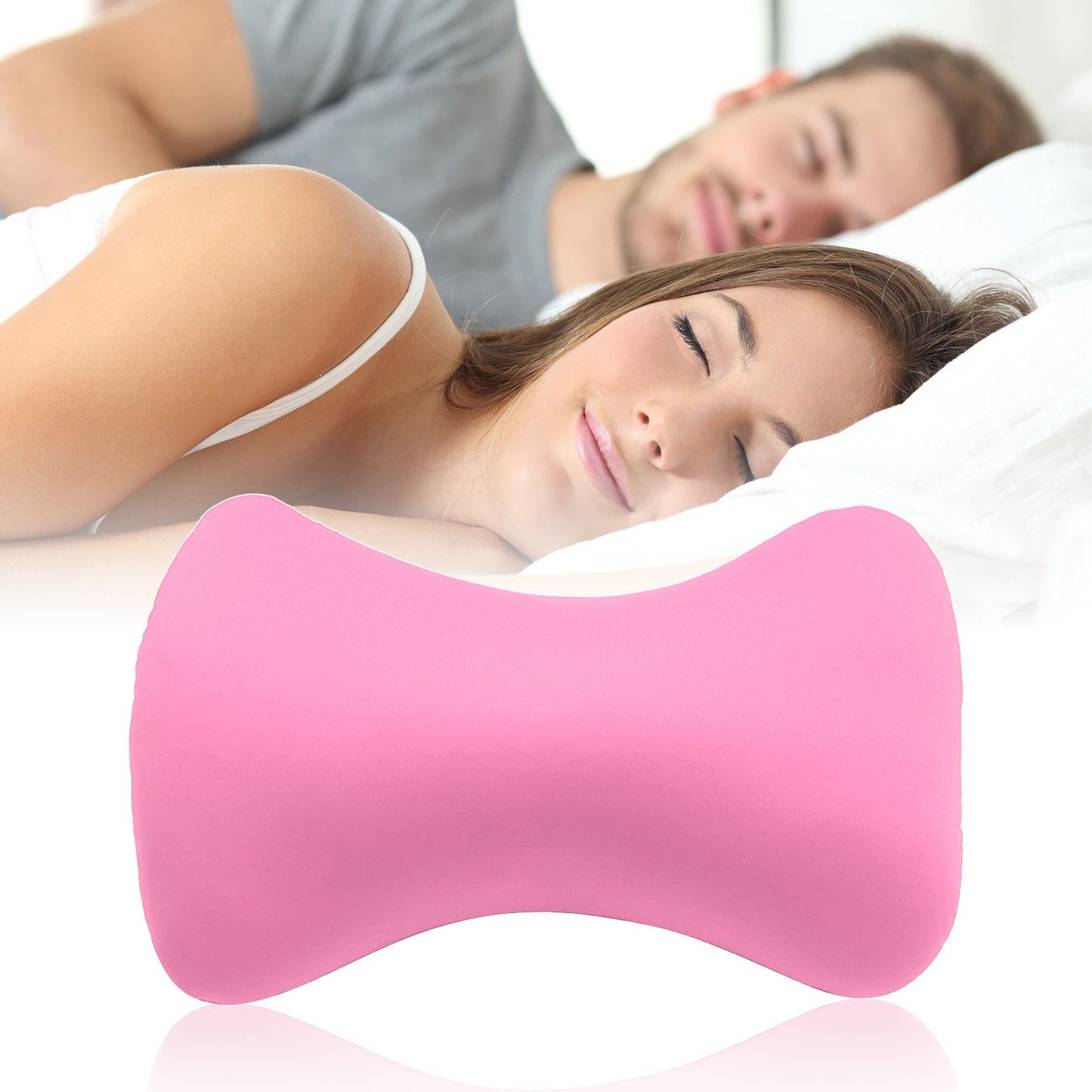 38cm×20cm Bone-Shaped Office Nap Pillow - Soft Foam Headrest for Travel, Plane, Car, Sofa & Bed | Portable Backrest Pillow with Soft Fabric for Comfortable Lunch Break Naps Office & Home(red) pink