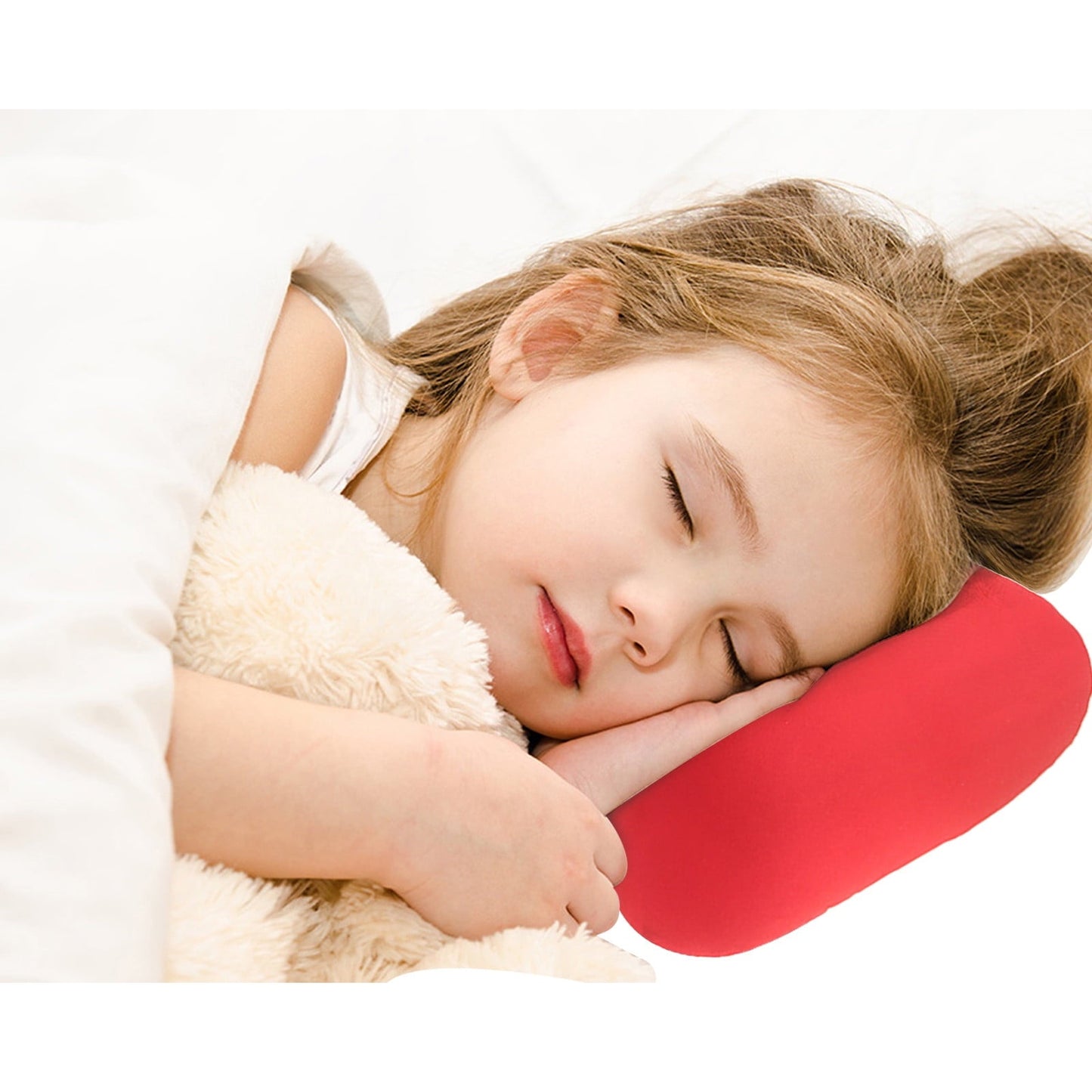 38cm×20cm Bone-Shaped Office Nap Pillow - Soft Foam Headrest for Travel, Plane, Car, Sofa & Bed | Portable Backrest Pillow with Soft Fabric for Comfortable Lunch Break Naps Office & Home(red) red