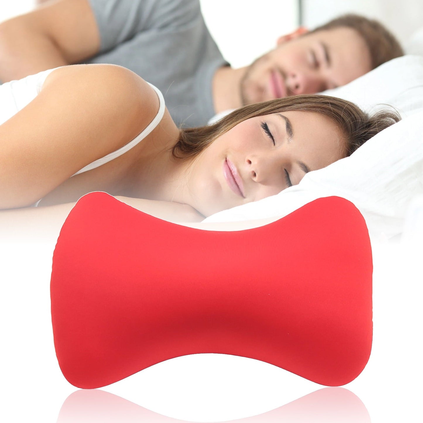 38cm×20cm Bone-Shaped Office Nap Pillow - Soft Foam Headrest for Travel, Plane, Car, Sofa & Bed | Portable Backrest Pillow with Soft Fabric for Comfortable Lunch Break Naps Office & Home(red) red
