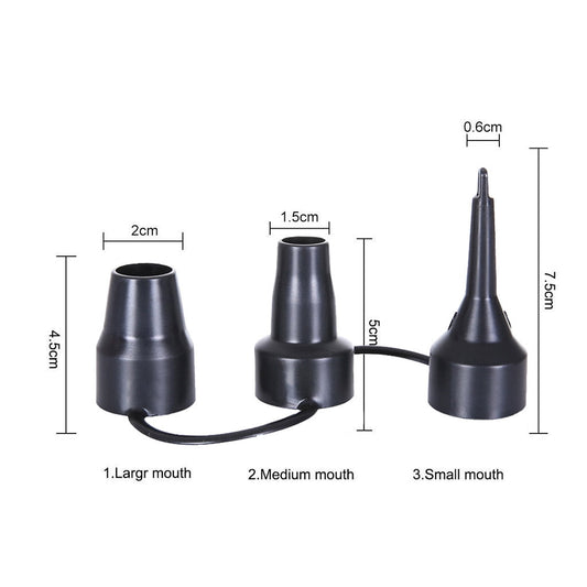 3-in-1 Plastic Nozzle Set for Air Pump,Pump Nozzle Head, Air Inflator Adaptor & Replacement Valves, 3 Sizes, Inflation Accessories for Air Beds & Pool Floats, Plastic Nozzle Kit(Black) Black