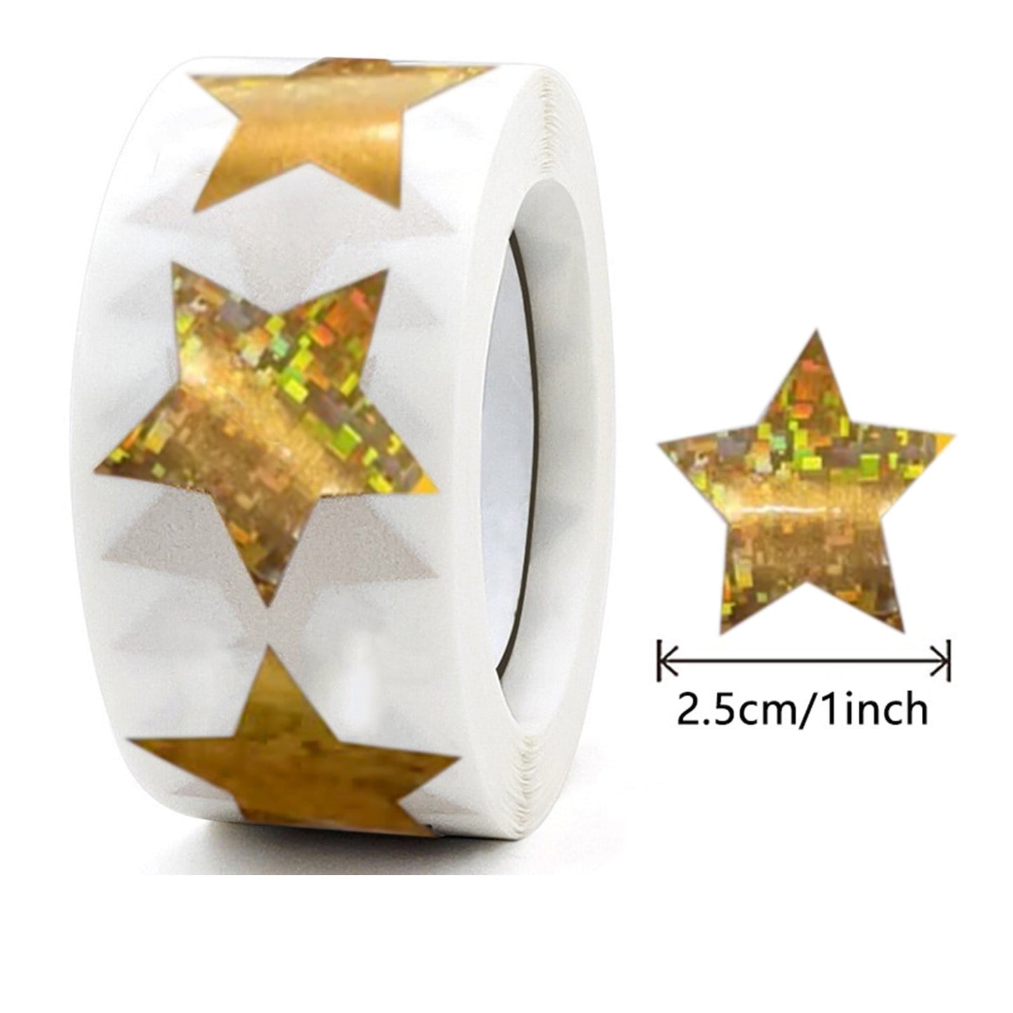 500PCS Gold Star Roll Stickers - 1 Inch Self-Adhesive Glitter Decals,for Kids, Classroom, Teachers, Wall Crafts, Sparkly Star Stickers for Rewards & Decor Gold Star Stickers For Kids(E) A