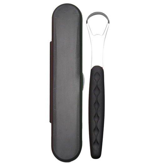 Tongue Scraper Cleaner 100% BPA Free Tongue Scrapers with Soft Handle for Adults, Kids, Healthy Oral Care, Easy to Use, Help Fight Bad Breath,with A Portable Travel Case-Black Black 1.18*0.98*6.1inch 1Pcs