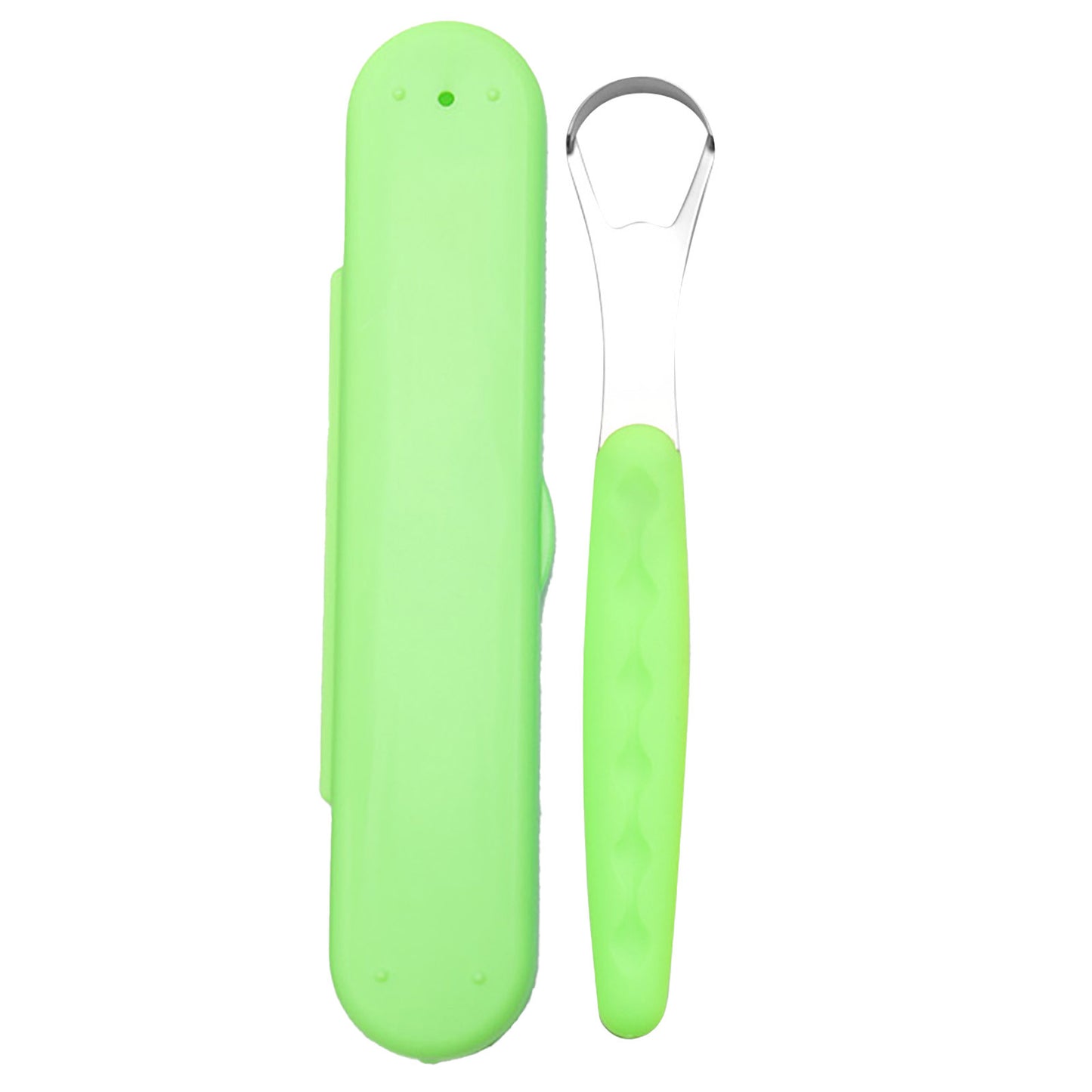Tongue Scraper Cleaner 100% BPA Free Tongue Scrapers with Soft Handle for Adults, Kids, Healthy Oral Care, Easy to Use, Help Fight Bad Breath,with A Portable Travel Case-Black Green 1.18*0.98*6.1inch 1Pcs
