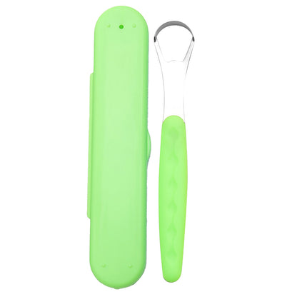 Tongue Scraper Cleaner 100% BPA Free Tongue Scrapers with Soft Handle for Adults, Kids, Healthy Oral Care, Easy to Use, Help Fight Bad Breath,with A Portable Travel Case-Black Green 1.18*0.98*6.1inch 1Pcs