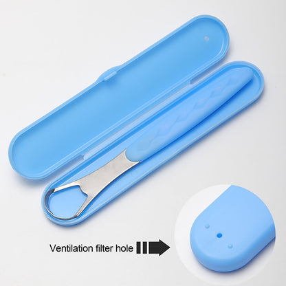Tongue Scraper Cleaner 100% BPA Free Tongue Scrapers with Soft Handle for Adults, Kids, Healthy Oral Care, Easy to Use, Help Fight Bad Breath,with A Portable Travel Case-Black Green 1.18*0.98*6.1inch 1Pcs