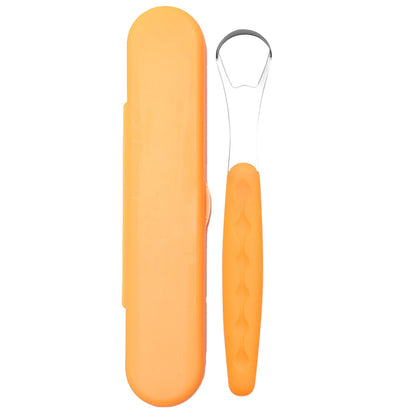 Tongue Scraper Cleaner 100% BPA Free Tongue Scrapers with Soft Handle for Adults, Kids, Healthy Oral Care, Easy to Use, Help Fight Bad Breath,with A Portable Travel Case-Black Orange 1.18*0.98*6.1inch 1Pcs