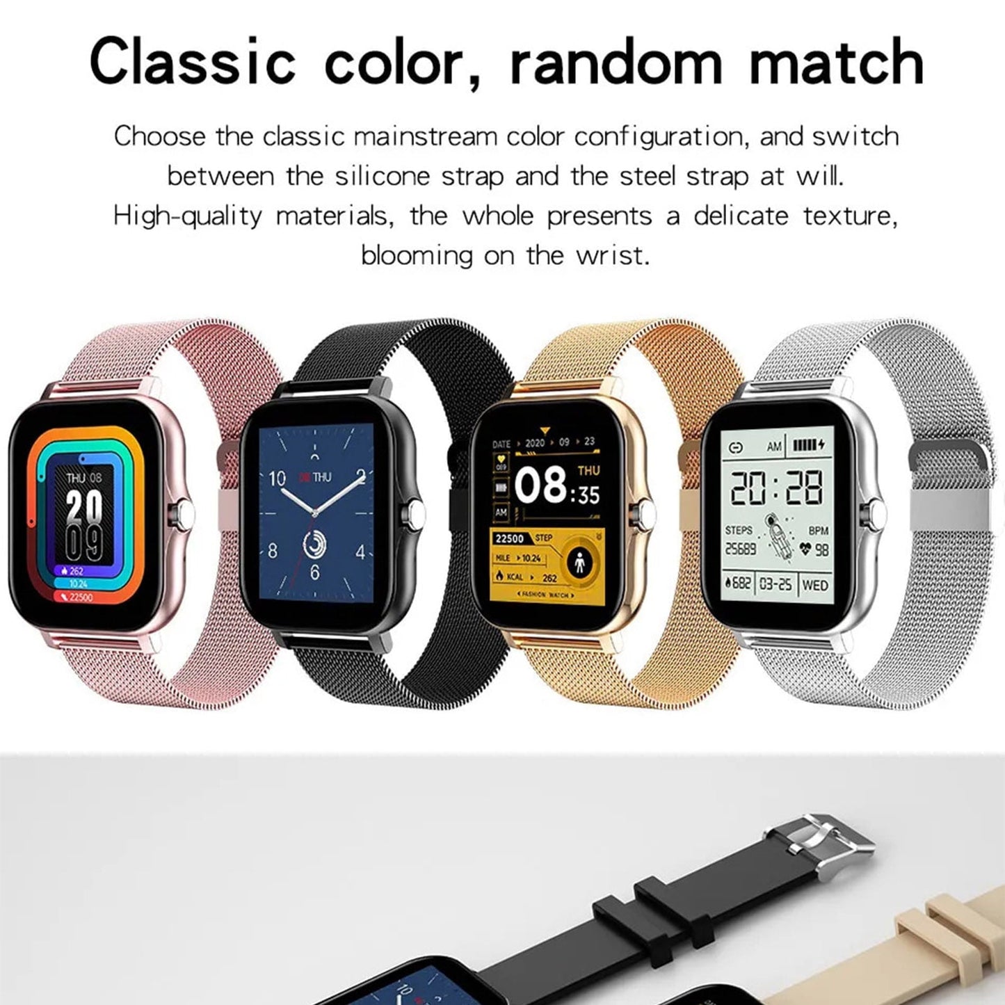 Smart Watch for Android and iPhone,Full Touch Screen with Call Function, Fitness Tracker for Music and Sleep Monitoring, IP67 Waterproof Smartwatch Compatible Unisex Design D