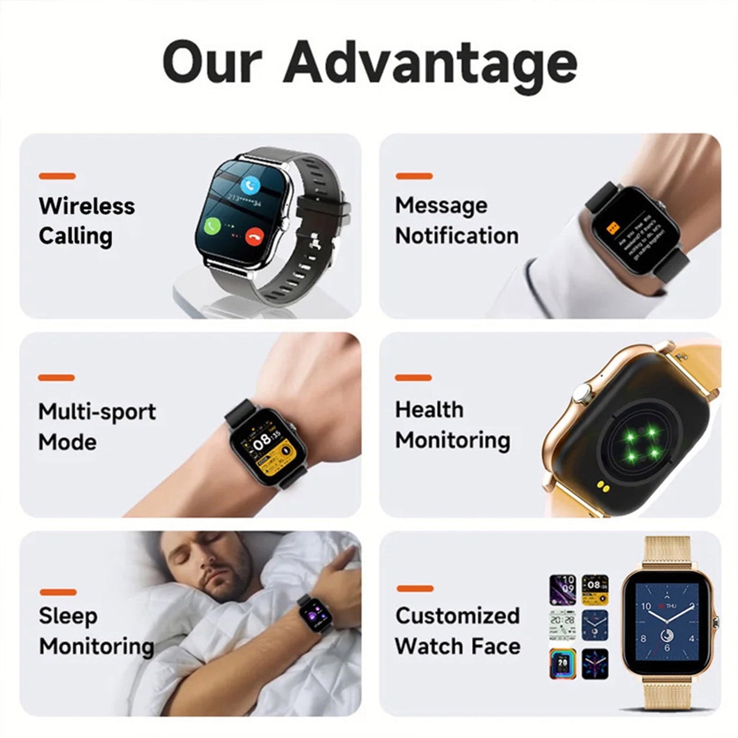 Smart Watch for Android and iPhone,Full Touch Screen with Call Function, Fitness Tracker for Music and Sleep Monitoring, IP67 Waterproof Smartwatch Compatible Unisex Design D
